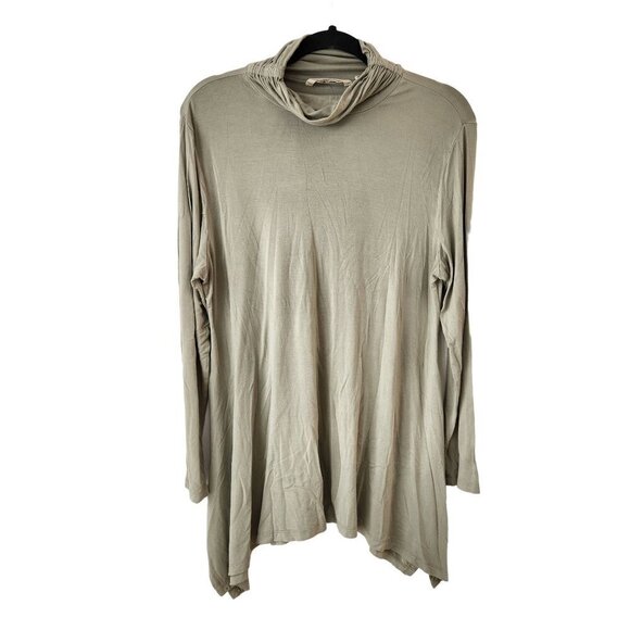 Soft Surroundings Timely Turtleneck Green Trapeze Shirt Top Petite Large PL - Picture 2 of 7